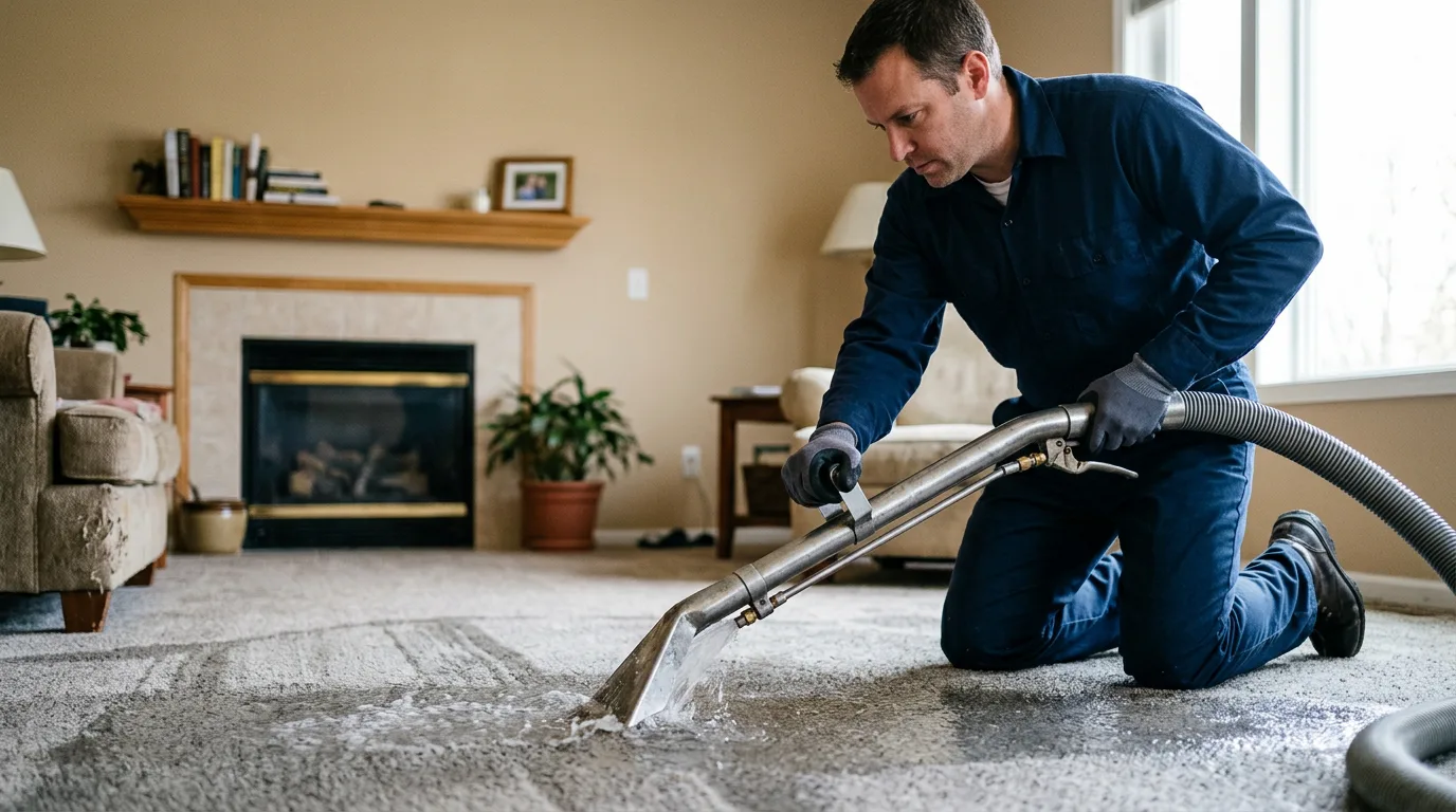 Water damage restoration technician working near Steilacoom, WA